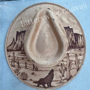 Western Desert Scene Cowboy Hat superstition mountains